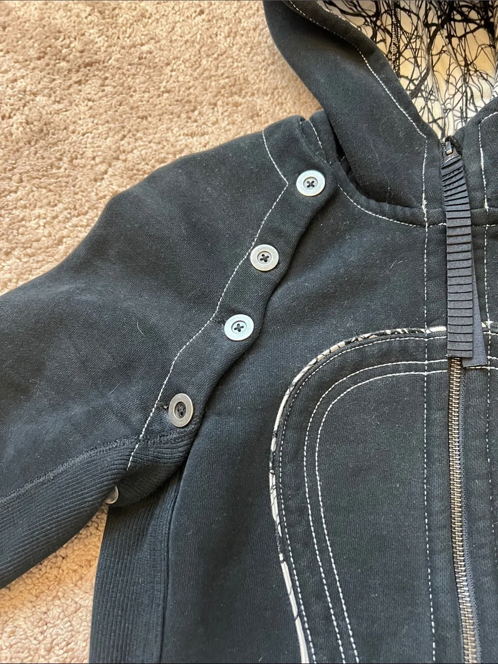 lululemon Black and White Special Edition Scuba Hoodie with Detachable Sleeves
